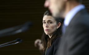 Prime Minister Jacinda Ardern and Director-General of Health Dr Ashley Bloomfield arrive for a press conference at Parliament on May 05, 2020 in Wellington, New Zealand.