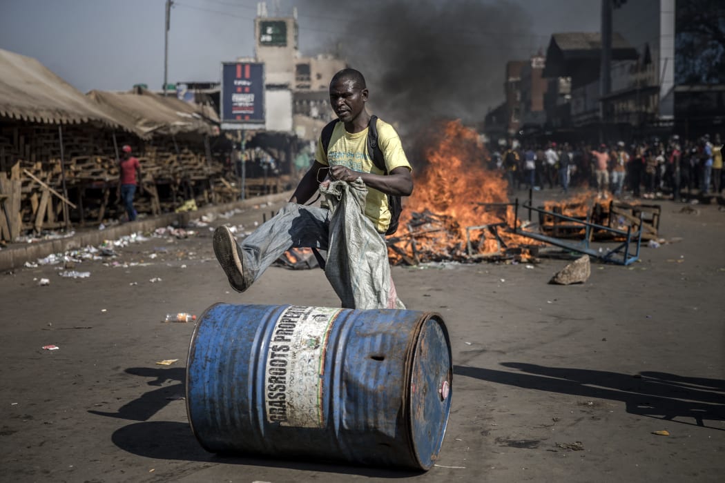 Protests  erupted in Harare over alleged fraud in the country's election.