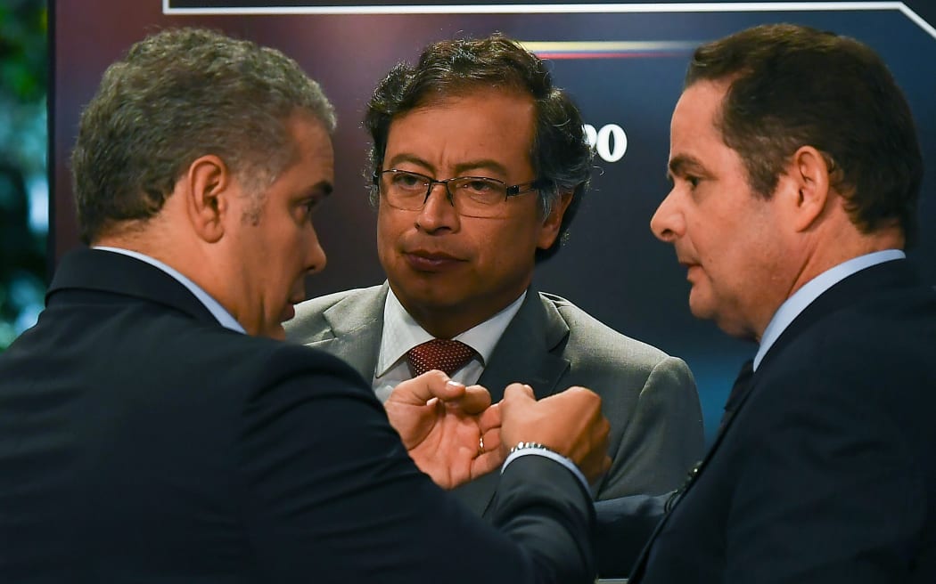 (L-R): Colombian presidential candidates Ivan Duque for the Democratic Center Party; Gustavo Petro for the Colombia Humana Party; and German Vargas Lleras for the Cambio Radical Party