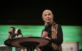 Jane Goodall speaks at her event  “Tomorrow & Beyond Tour”.