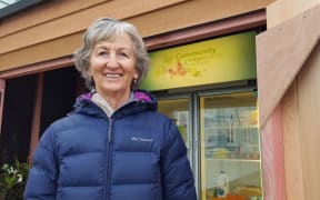 Trudy Burrows at the community fridge in New Brighton which she founded.