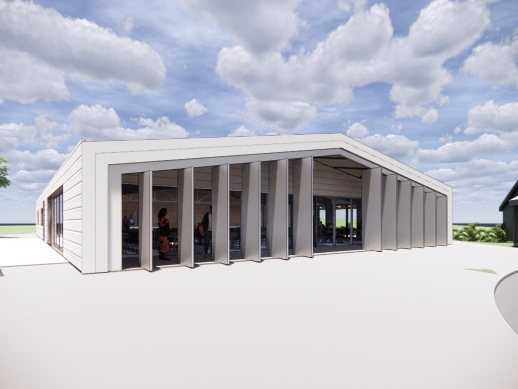An artist's impressions of new wharekai at Owae Marae.