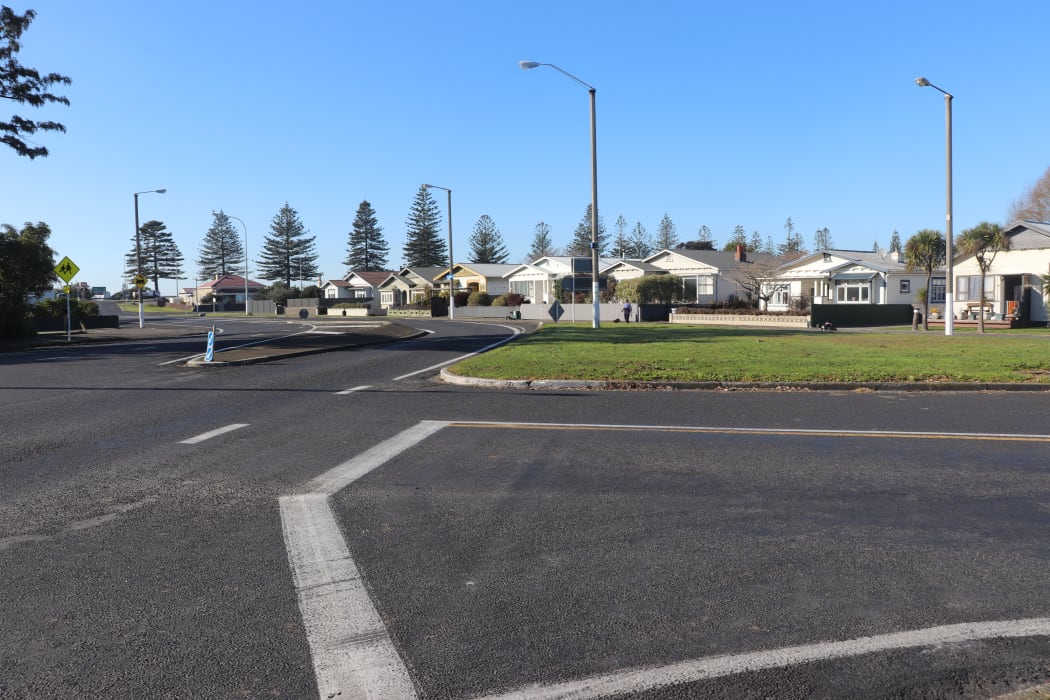 Part of the intersection that will be transformed into a cycle way and footpath.