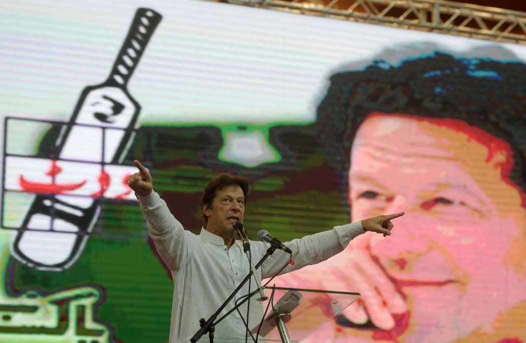 Pakistan's cricketer-turned politician Imran Khan of the Pakistan Tehreek-e-Insaf (Movement for Justice) politcal party.