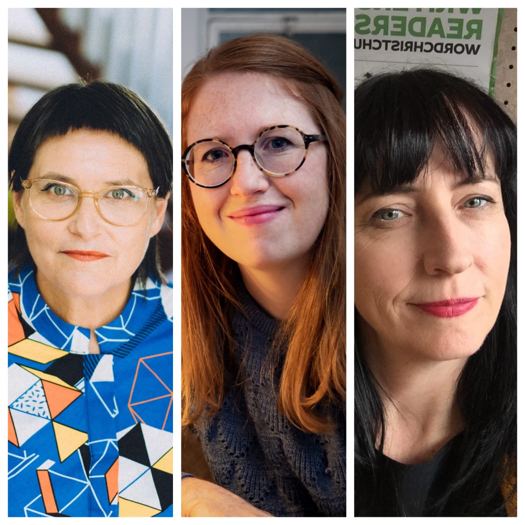Pip Adam, Claire Mabey (Verb Festival), Rachael King (Word Christchurch)