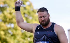 New-Zealand's Tom Walsh pictured in action during the shot put competition on the eve of the Memorial Van Damme Diamond League meeting athletics event, in Brussels, Thursday 01 September 2022. The Diamond League meeting takes place on 02 September. BELGA PHOTO ERIC LALMAND (Photo by ERIC LALMAND / BELGA MAG / Belga via AFP)