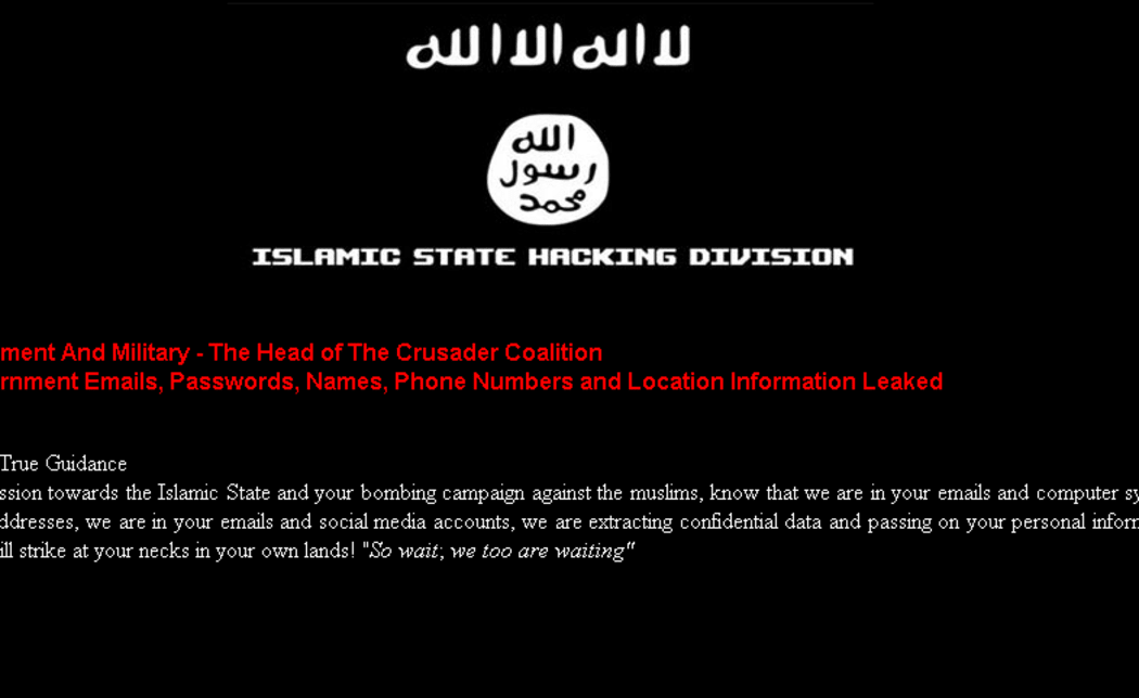 A screenshot from the list, published by the 'Islamic State Hacking Division'