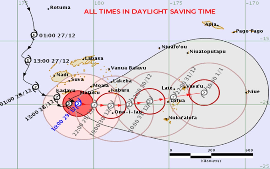 Cyclone Sarai track from the Fiji Met Service