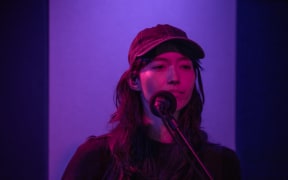 Amelia Murray, also known as the musician Fazerdaze, in the RNZ studio for NZ Live.