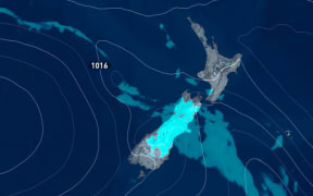 NIWA's map shows rain is set to hit the South Island by 6pm on Thursday.