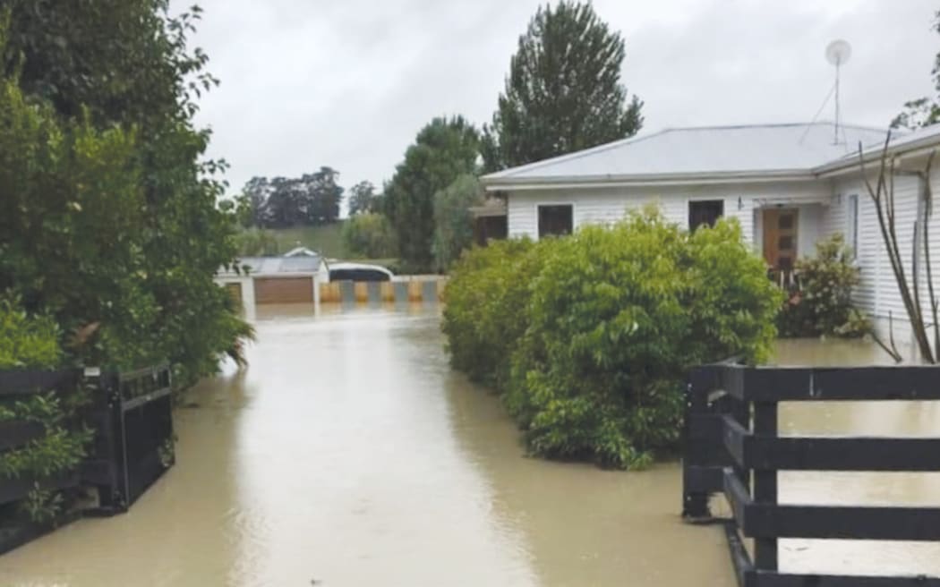 A house in Waipaoa Gisborne, under water during Cyclone Gabrielle.
