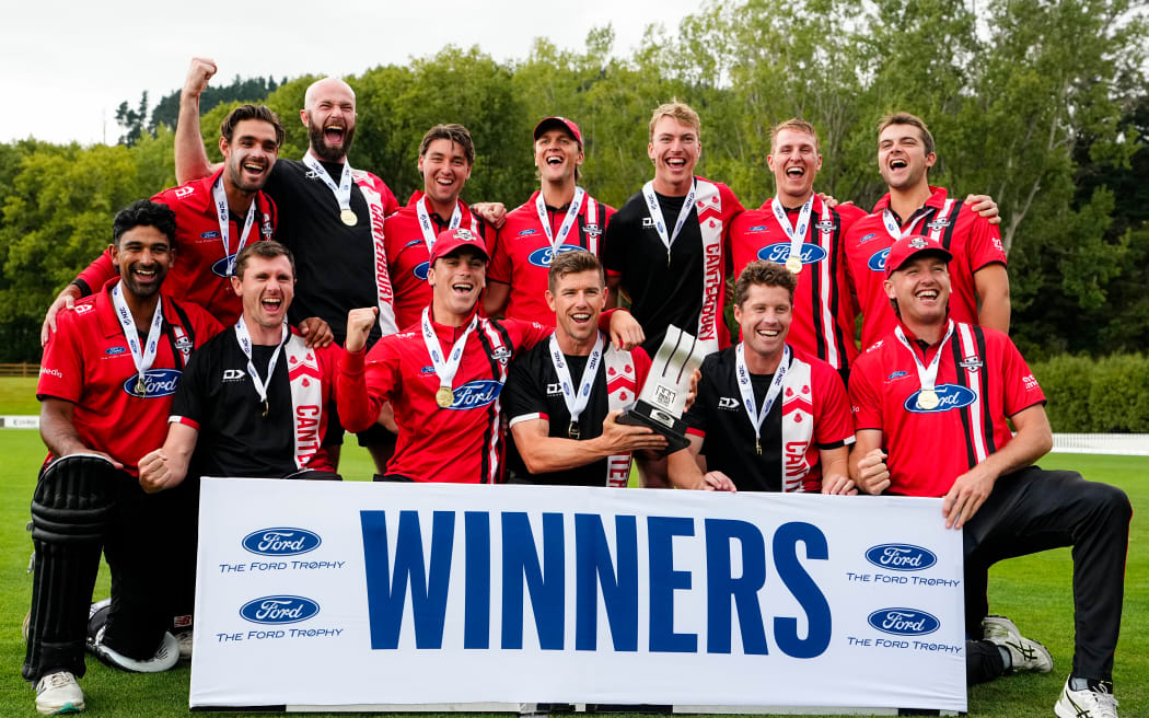 The Canterbury Kings celebrate winning the Ford Trophy.