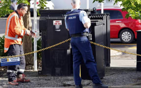 Police and Marlborough Lines staff at the scene of a power switch explosion.
