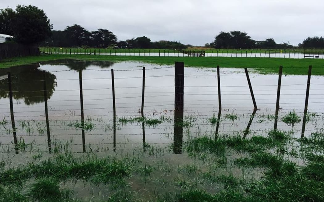 Flooding at Tasman Road in Otaki this morning.