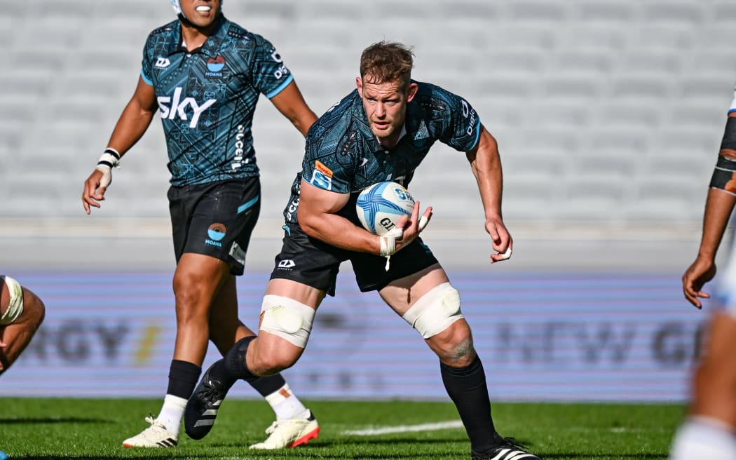 Tom Savage of Moana Pasifika. Moana Pasifika v Blues, round 6 of the Super Rugby Pacific at Eden Park, Auckland, New Zealand on Saturday 30 March 2024.