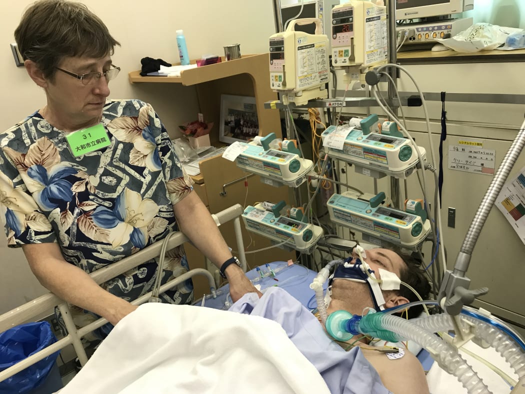 Martha Savage visits her son in hospital