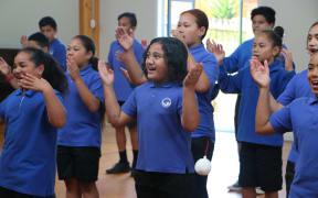 Children practising for Kotuku festival.