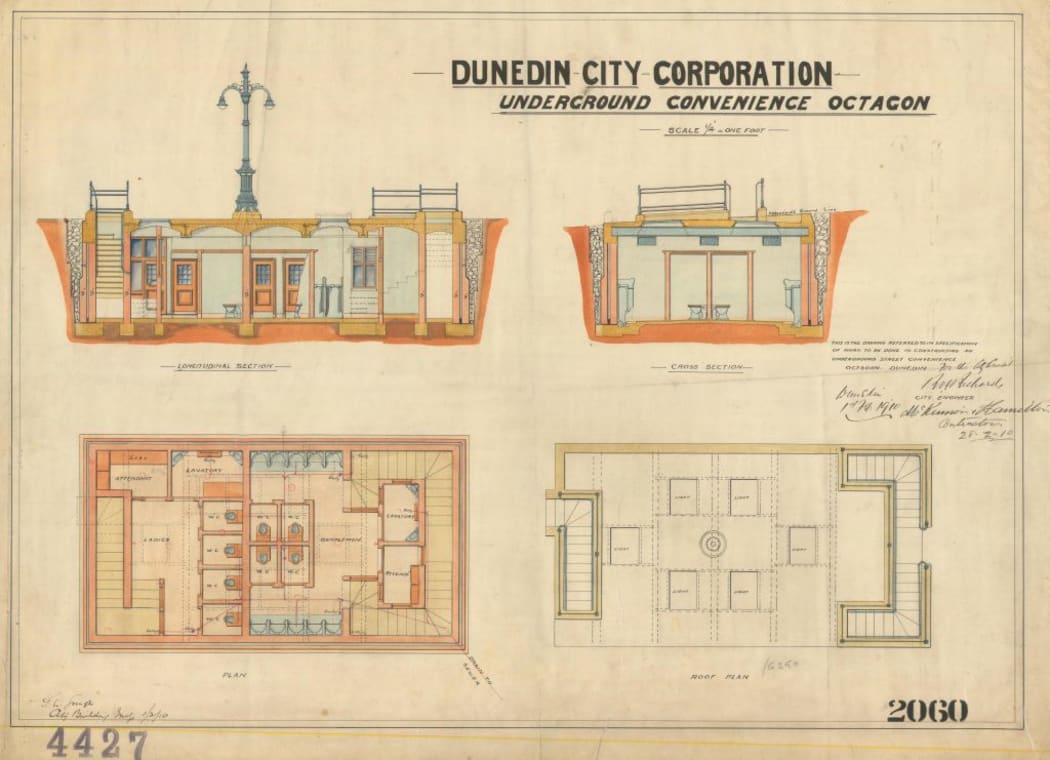 The plans for the underground toilets in the Octagon.