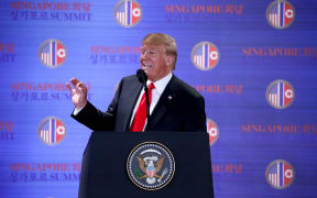 US President Donald Trump at a media conference after the summit with North Korean leader Kim Jong-un.