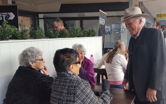 Dover Samuels arrives to support Shane Jones' announcement.