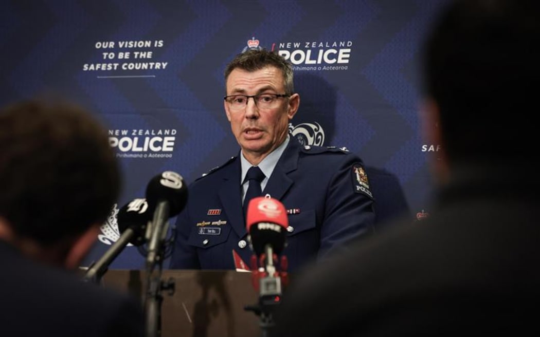 Canterbury District Commander, Superintendent Tony Hill speaks to media.