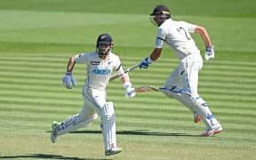 Kane WIlliamson (L) and Kyle Jamieson, New Zealand Black Caps v West Indies, Day 2 of the 1st international cricket test at Seddon Park, Hamilton on Friday 4th December 2020. West Indies tour of New Zealand. Â© Copyright photo: Andrew Cornaga / www.photosport.nz