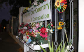 Flowers on the fence at Al Noor Mosque.