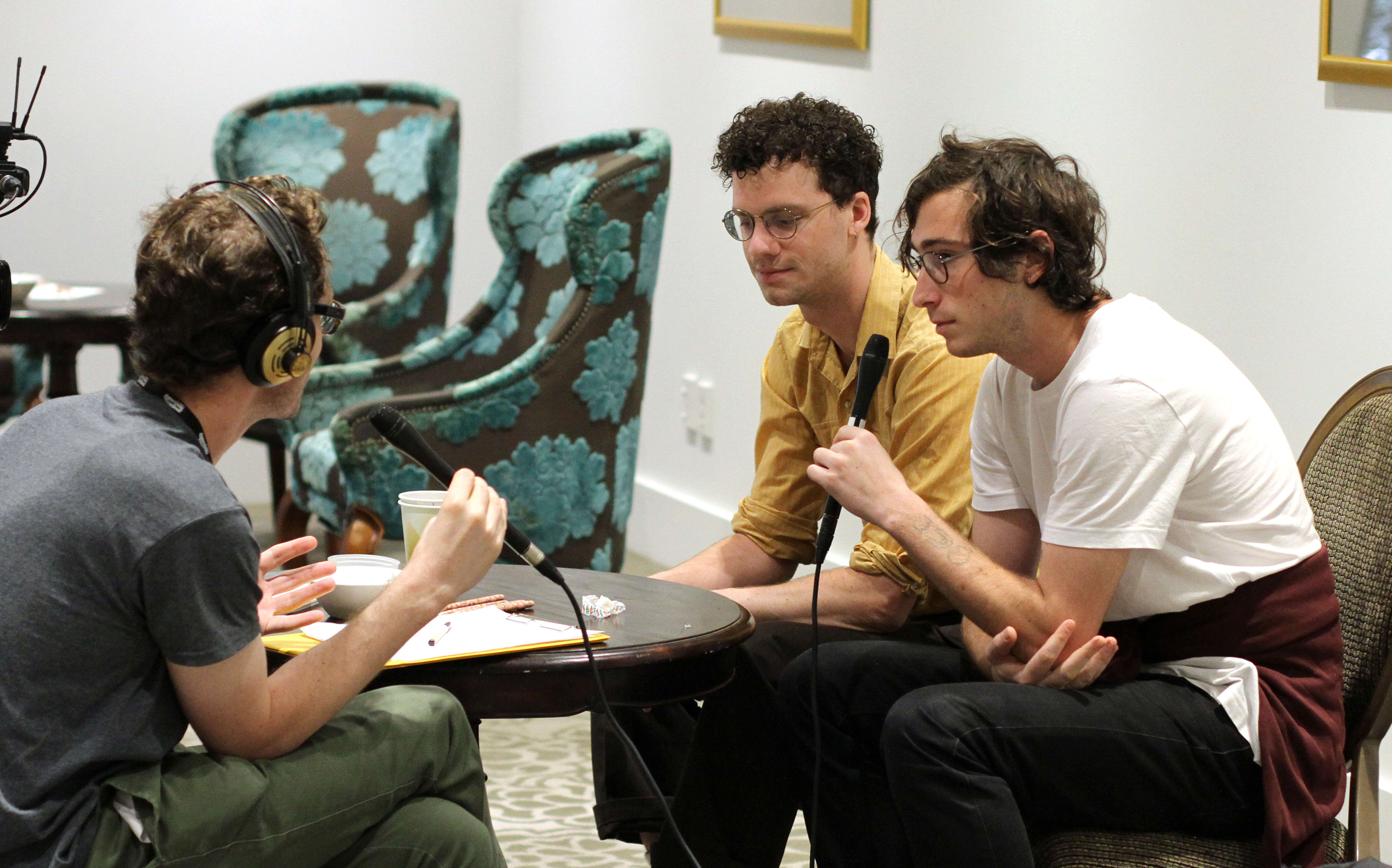 Whitney (Max Kakachek & Julien Ehrlich) with Music 101's Tony Stamp.