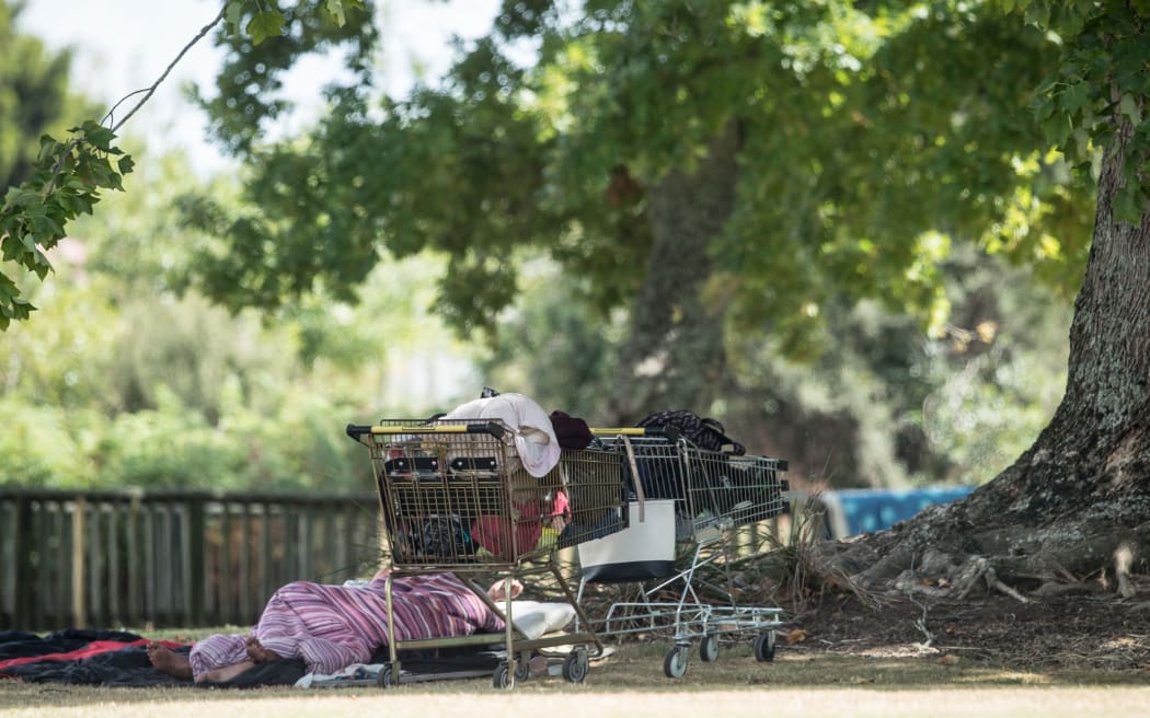 Homeless camp in Kuirau Park, Rotorua