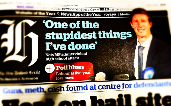 The New Zealand Herald front page reacts to the Sam Uffindell revelations.