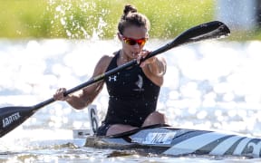 New Zealand's Lisa Carrington in action at the Canoe World Cup.