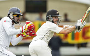 Kane Williamson batting during the first test against Sri Lanka in Dunedin.