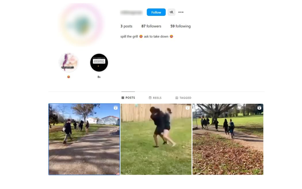 Screenshots of an instagram page sharing footage of students being beaten