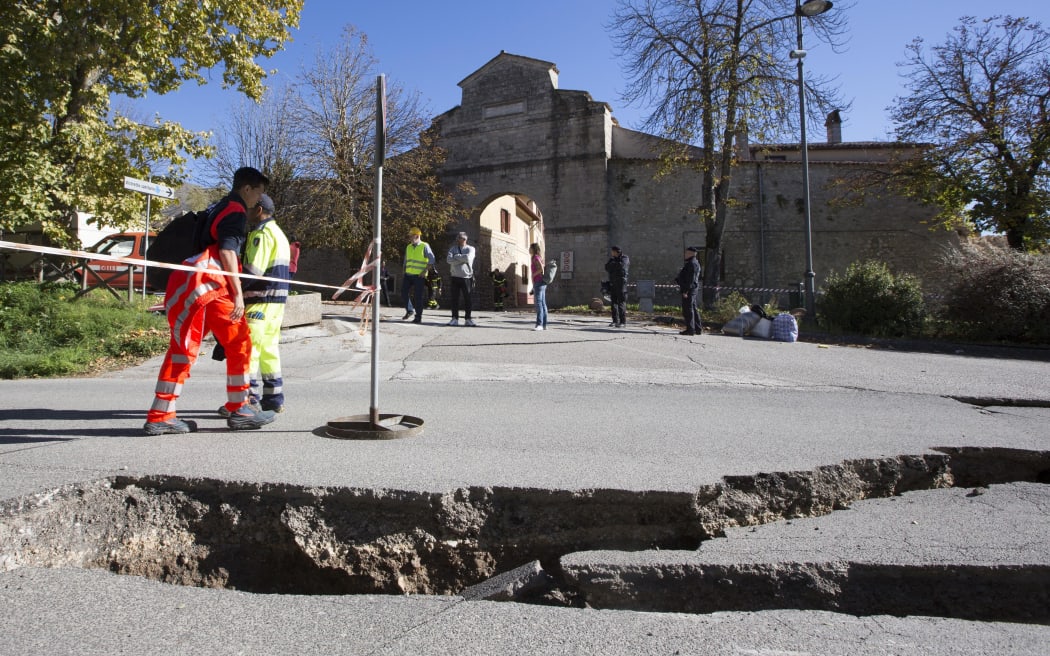 A street in Norcia, the town closest to the epicentre of the quake.