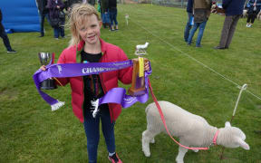 Overall champion Celia Gribble, 8, and Popcorn.