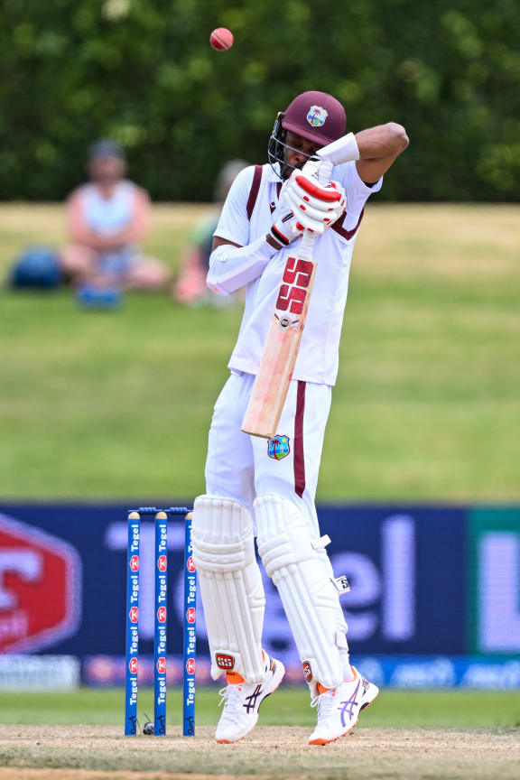 Roston Chase (captain) of West Indies in action against New Zealand, 2025.