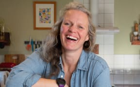 Del Holland in her kitchen where she films her weekly cooking videos for 'Dishes with Del'.