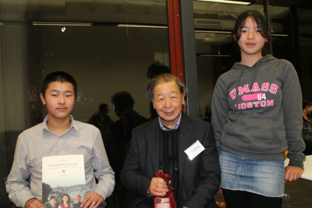 Proud grandhildren Salvy Fung and Sophie Fung with Ye-ye (granddad) David Fung