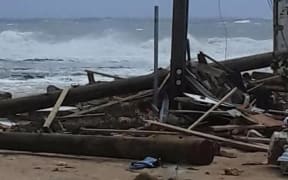 Waterfront offices in 'Eua were destroyed by Cyclone Harold