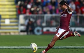 Lima Sopoaga kicks for Southland, 2014.
