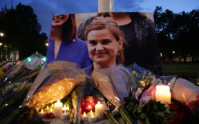 A tribute to Jo Cox in Parliament Square in London.