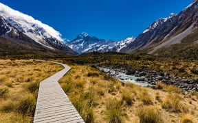 Mouintains in Hooker Valley Track in Aoraki National Park, New Zealand, South Island.