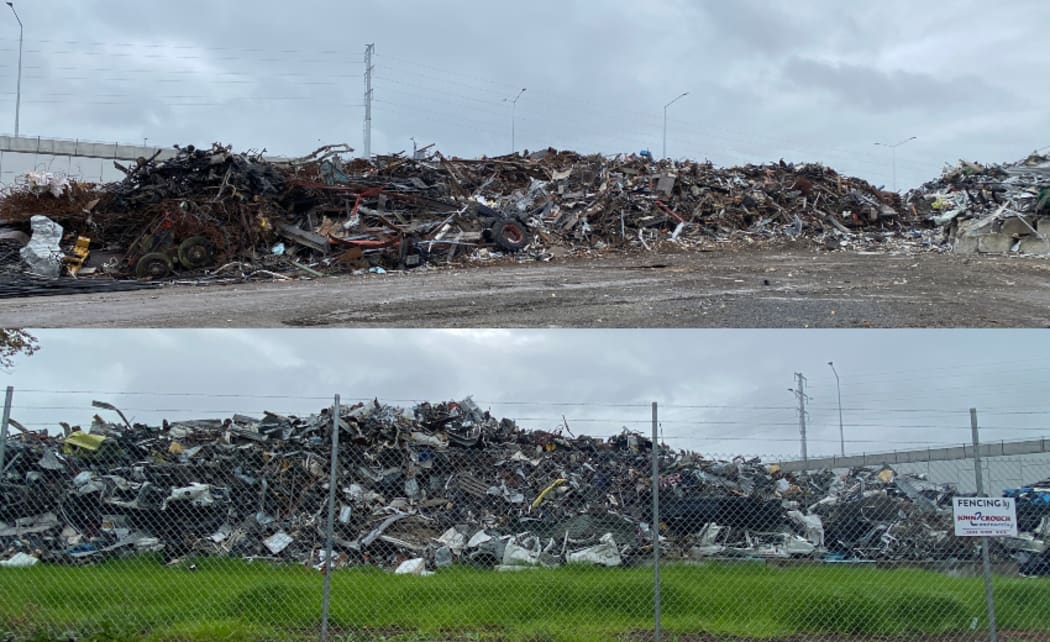 The pile of scrap dumped in Takanini is approximately 2500 metric tonnes.