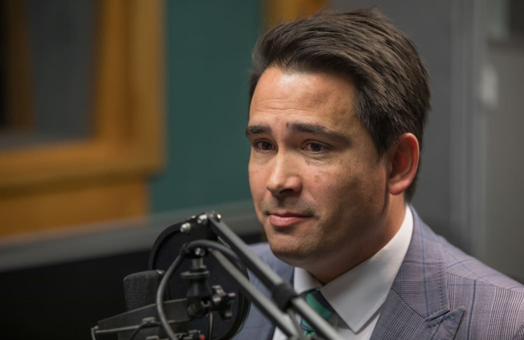 Simon Bridges in the RNZ Auckland studio for an interview on Morning Report.
