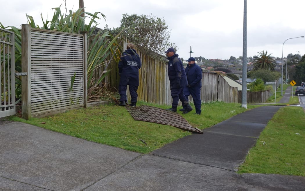 Police at the scene of the incident.