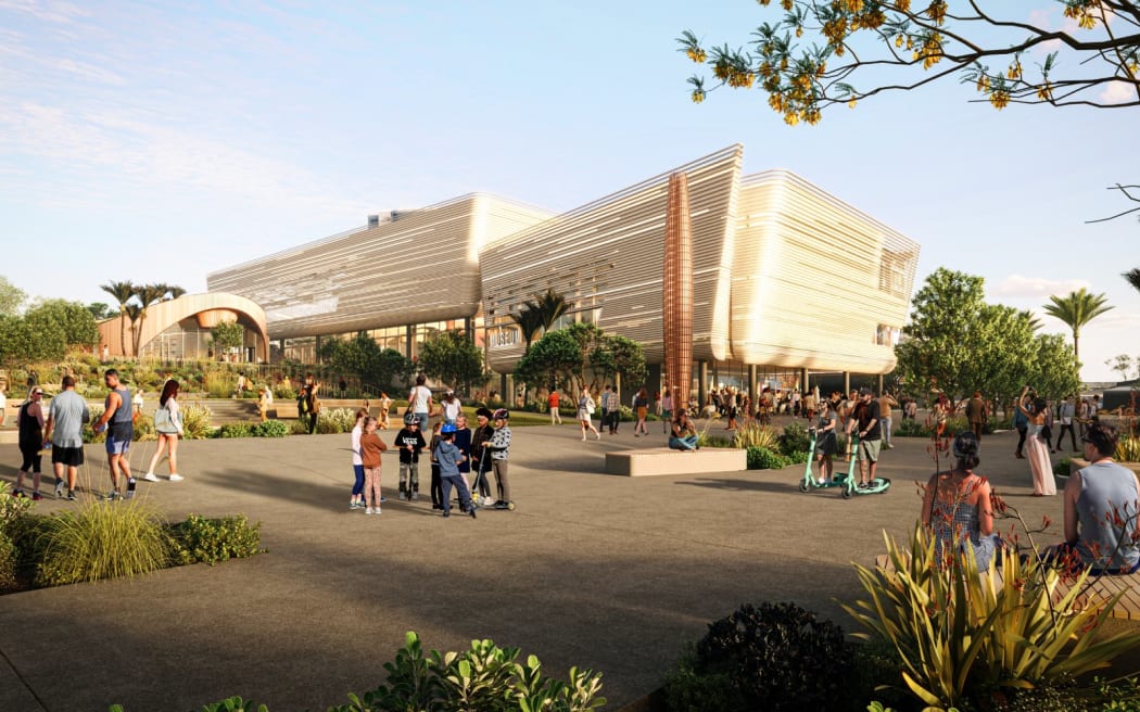 Artist's impression of the civic whare, exhibition gallery and museum