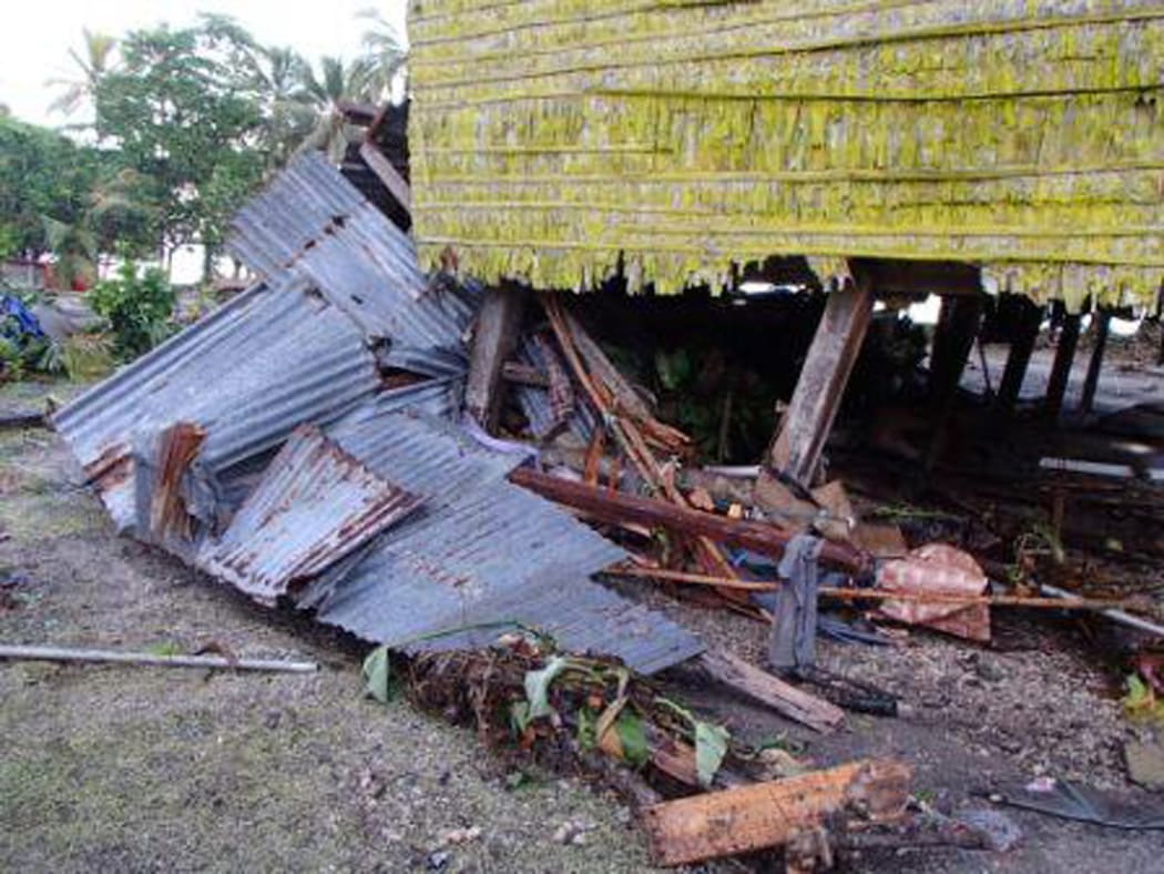 Damage caused by last year's earthquake and tsunami in Temotu, Solomon Islands