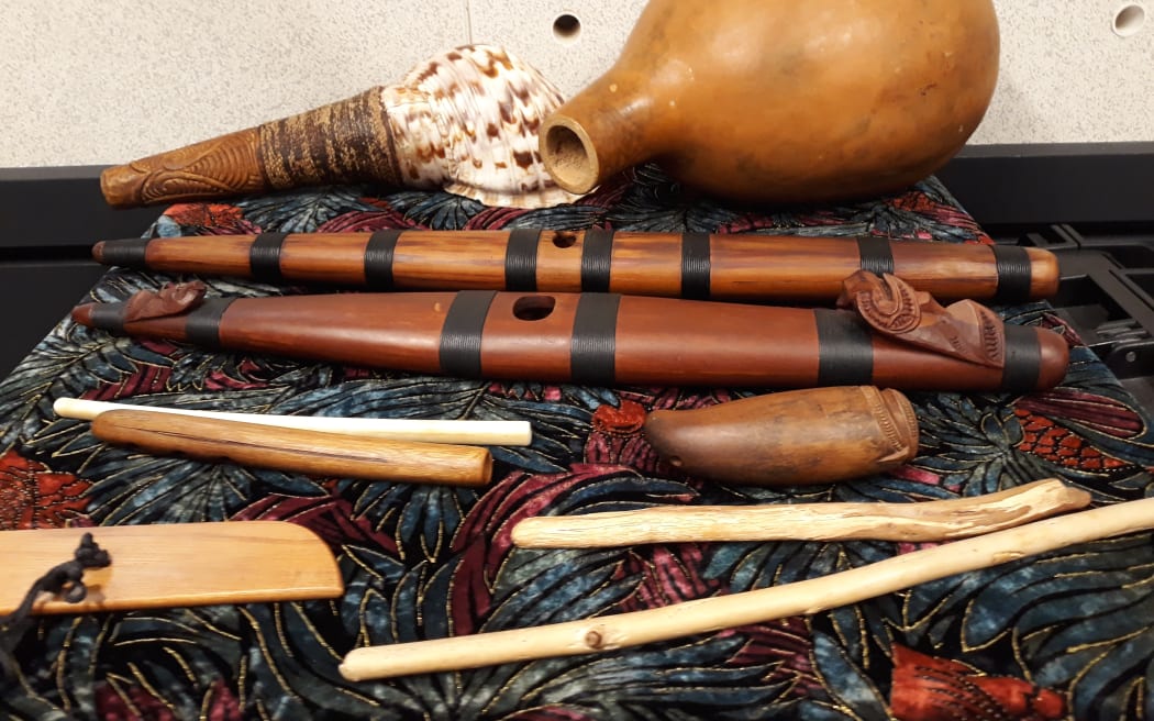 Instruments from Rob Thorne's collection of taonga pūoro