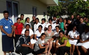 Dr Sharron Bolitho (center) with participants of the Pacific Emergency Maternal and Neonatal Training (PEMNet) in Kiribati. November 2016