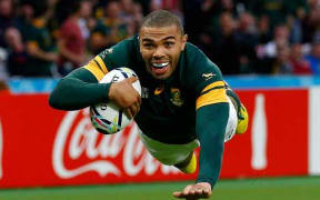 Bryan Habana scores a try for the Springboks.